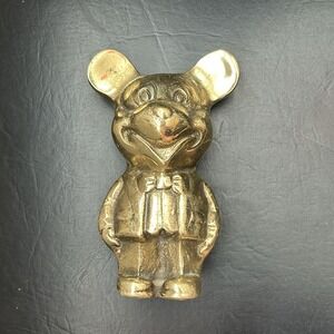 Vintage Solid Brass 5" Walt Disney Mickey Mouse Desk Shelf Decor Collectible